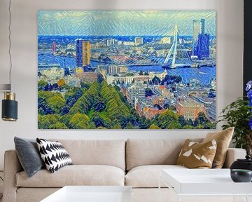 Skyline Rotterdam in the style of Van Gogh by Slimme Kunst.nl