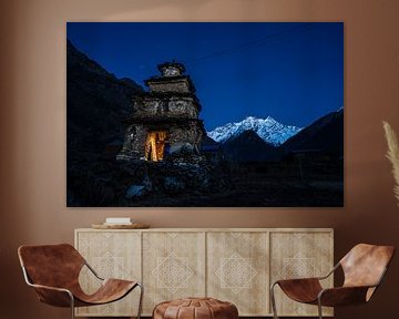 Zonsondergang in de Himalaya. van Jeroen Cox