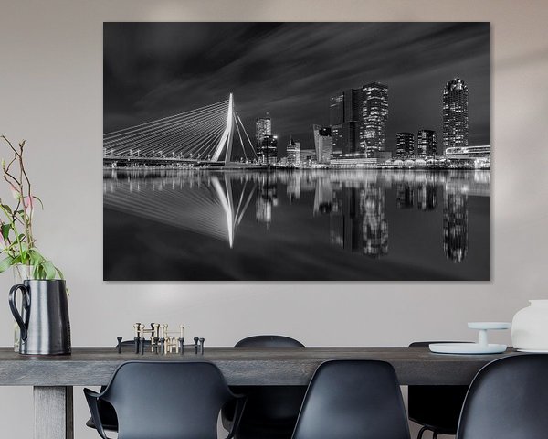 Rotterdam skyline zwart wit