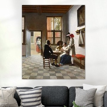 Joueurs de cartes dans une pièce ensoleillée (1658) - Pieter de Hooch