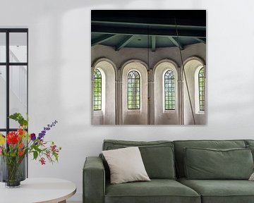 Arched windows in the church