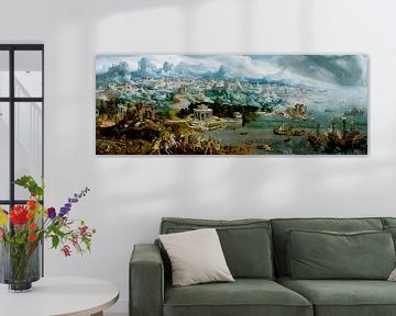 Panorama mit der Entführung von Helena inmitten der Wunder der Antike, Maarten van Heemskerck