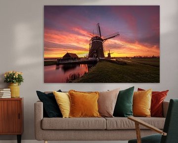 Hollands polderlandschap met molens van Original Mostert Photography