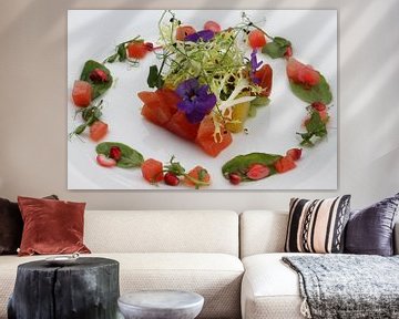 Tomato dish with pomegranate and watermelon