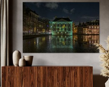 Projectie van het puttertje op het Mauritshuis (Binnenhof)