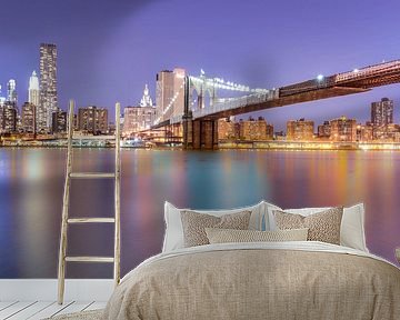 Brooklyn Bridge at Night van Tom Roeleveld