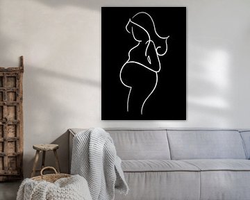 Lijntekening "zwanger" zwart wit versie