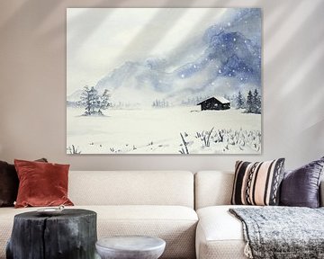 Schneesturm bei der abgelegenen Winterhütte von Natalie Bruns