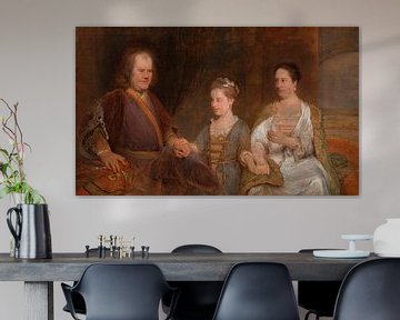 Hermanus Boerhaave mit seiner Frau Maria Drolenvaux und ihrer Tochter Johanna Maria, Aert de Gelder