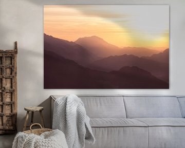 Mountain landscape "Sunset in Orange" by Coen Weesjes