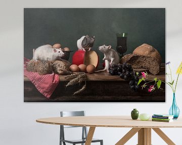Lunch overleg, een stilleven met dieren van Elles Rijsdijk