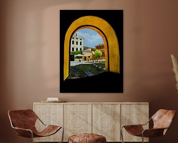 Peschiera del Garda in Italie | Aquarel schilderij van WatercolorWall