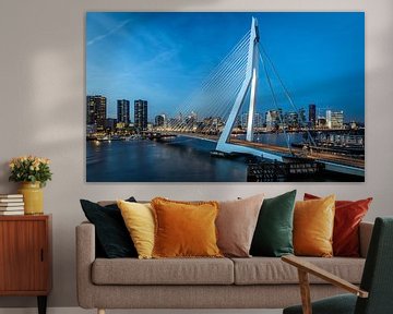 Die Erasmus-Brücke mit der Skyline von Rotterdam. von Claudio Duarte