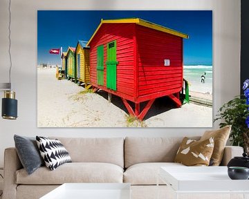 Farbige Strandkabinen bei False Bay von Filip Staes