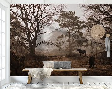 Landschap met paarden van Fardo Dopstra