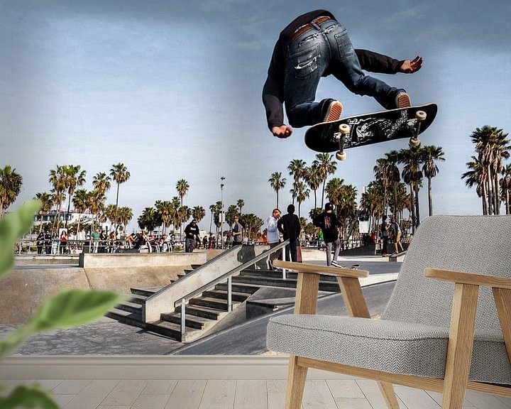 Sfeerimpressie behang: Venice beach skatepark van Jasper Verolme