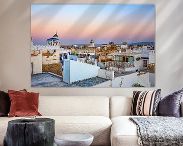 Uitzicht over de daken van de Marokkaanse stad Essaouira van Michiel Ton