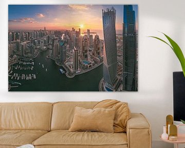 Dubai Marina Skyline Panorama to the sunset by Jean Claude Castor