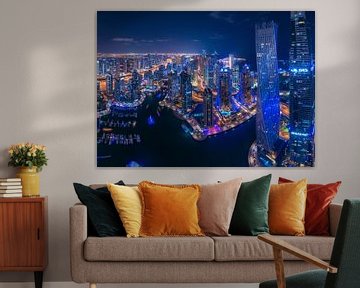 Dubai Marina Skyline Panorama at night by Jean Claude Castor