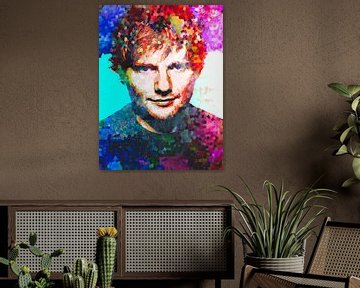 Ed Sheeran Abstract Pop Art Portret van Art By Dominic