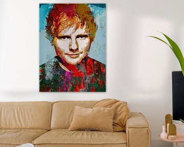 Ed Sheeran Abstract Pop Art Portret van Art By Dominic
