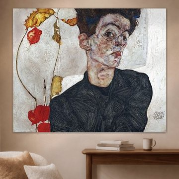 Self-portrait with cherries, Egon Schiele - 1912