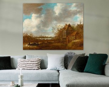 Een rivierlandschap met figuren, Jan van Goyen