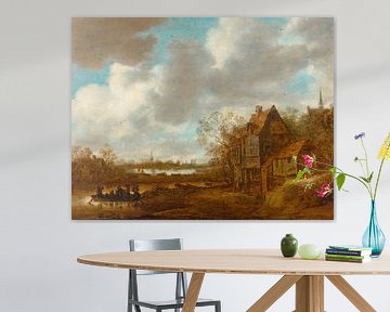 Een rivierlandschap met figuren, Jan van Goyen