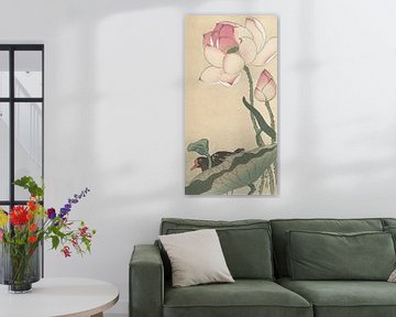 Gallinelle mit Lotusblüten von Ohara Koson