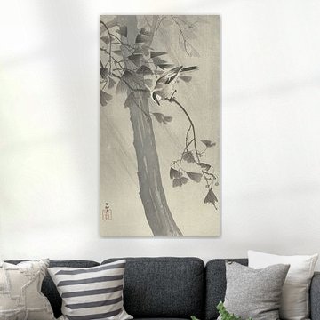 Tail tit in storm of Ohara Koson