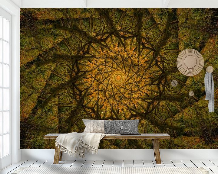 Sfeerimpressie behang: Kaleidoscoop van een eikenboom van René van der Horst