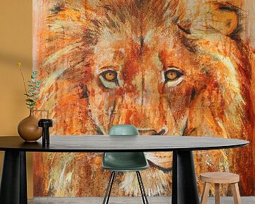 Lion Sunset van Atelier Paint-Ing