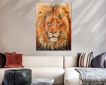 Lion Sunset van Atelier Paint-Ing