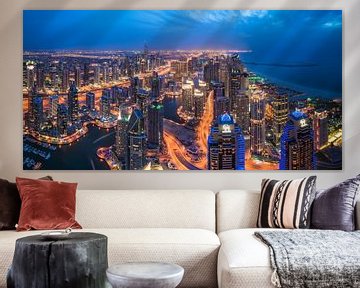 Dubai Marina Panorama at the blue hour by Jean Claude Castor