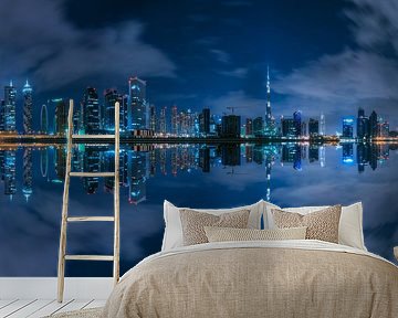 Dubai Business Bay Reflection at night by Jean Claude Castor
