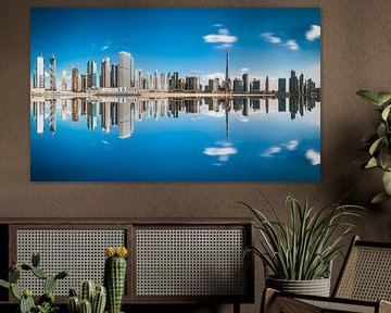 Dubai Business Bay Panorama with reflection by Jean Claude Castor