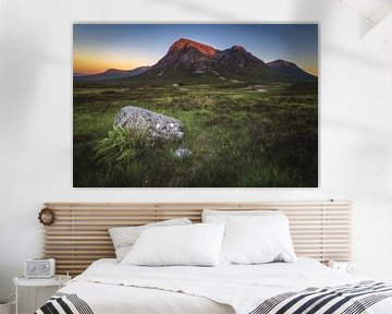 Scotland Glencoe valley with alpenglow by Jean Claude Castor