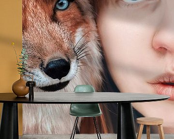 Redheaded Lady with Fox - Warm Shades Photo for Interior Decoration by Elianne van Turennout