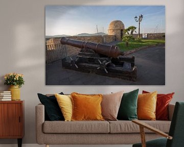 Cannon on bastion of Alghero, Sardinia, Italy by Joost Adriaanse