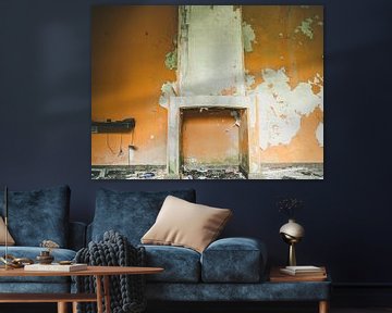 An orange wall with chimney by Martijn Tilroe
