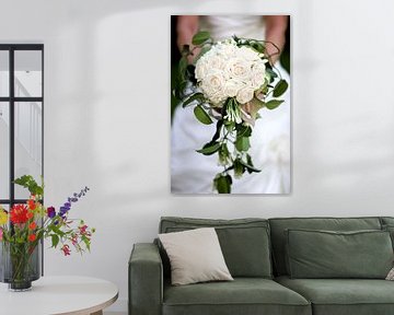 Bouquet de la mariée rose clair sur Ties van Veelen