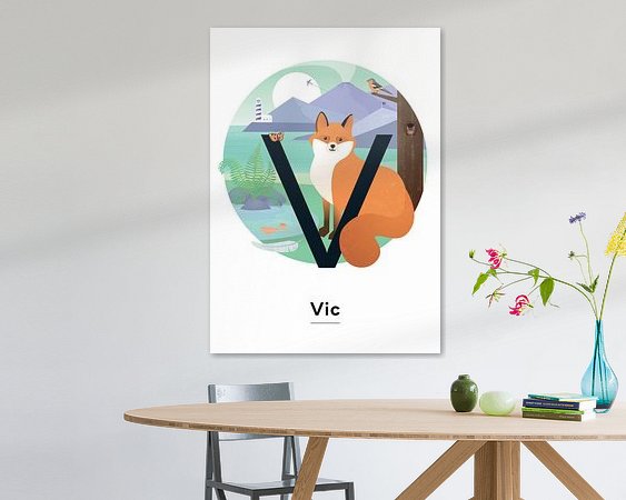 Voorbeeld van het werk in een kamer