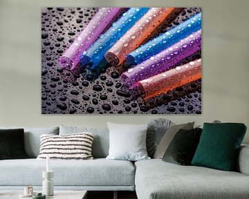 kleurrijke rietjes met waterparels van Jürgen Wiesler