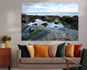 The rough nature at low tide on the beach of Brittany France by Sandra van der Burg