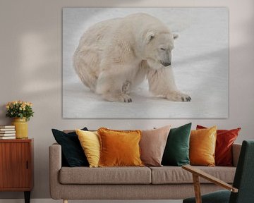 Un ours polaire sur la neige est un animal nordique puissant. sur Michael Semenov