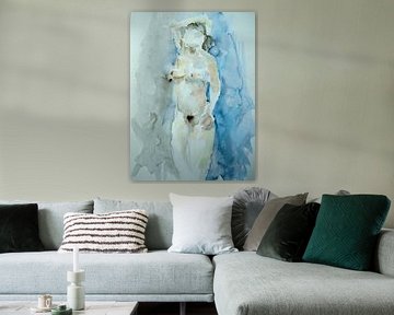 Akt 1. handgemaltes Aquarell. von Ineke de Rijk