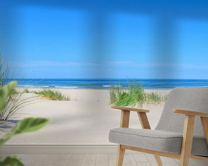 Beispiel fototapete: Panoramablick auf den Strand im Sommer an der Nordsee von Sjoerd van der Wal