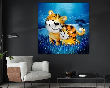 schattige tijger met baby van Stefan Lohr