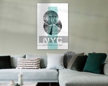 Poster Art NYC Brooklyn Bridge | turquoise by Melanie Viola