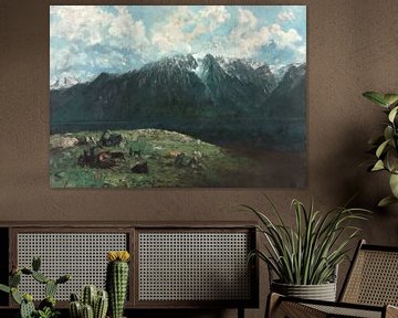 Panoramisch uitzicht op de Alpen, Les Dents du Midi, Gustave Courbet